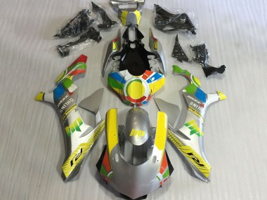 Migliori Carena Moto Yamaha YZF 1000 R1 2015-2019 - Argento Giallo Blu Rosso Ruota dei Colori