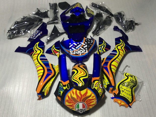 Migliori Carena Moto Yamaha YZF 1000 R1 2015-2019 - Blu Giallo Arancia Tribal Sun