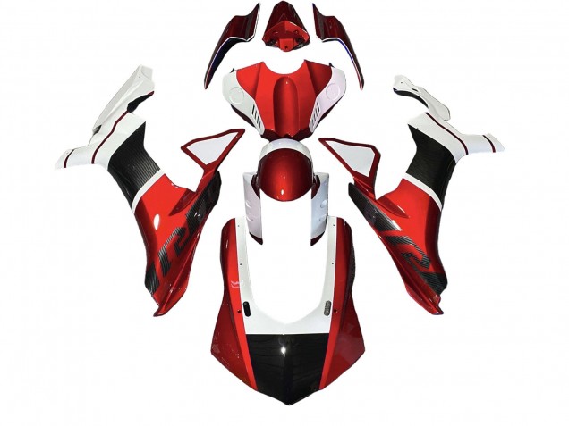 Migliori Carena Moto Yamaha YZF 1000 R1 2020-2025 - Bianco Rosso Falso Fibra di Carbonio