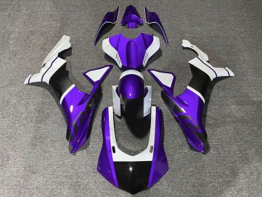 Migliori Carena Moto Yamaha YZF 1000 R1 2020-2025 - Viola Bianco Falso Fibra di Carbonio