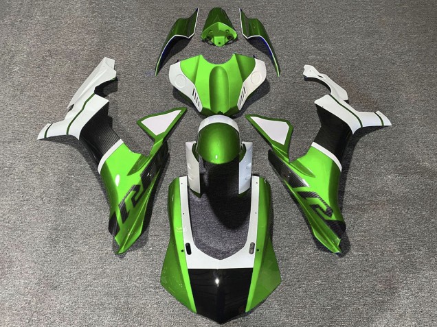 Migliori Carena Moto Yamaha YZF 1000 R1 2020-2025 - Bianco Verde Falso Fibra di Carbonio