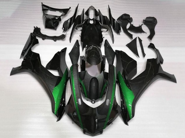 Migliori Carena Moto Yamaha YZF 1000 R1 2020-2025 - Falso Fibra di Carbonio Verde
