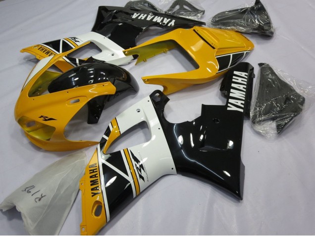 Migliori Carena Moto Yamaha YZF 1000 R1 1998-1999 - Giallo Bianco Nero Lucido