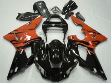 Migliori Carena Moto Yamaha YZF 1000 R1 2000-2001 - Arancia Nero Lucido Fiamma