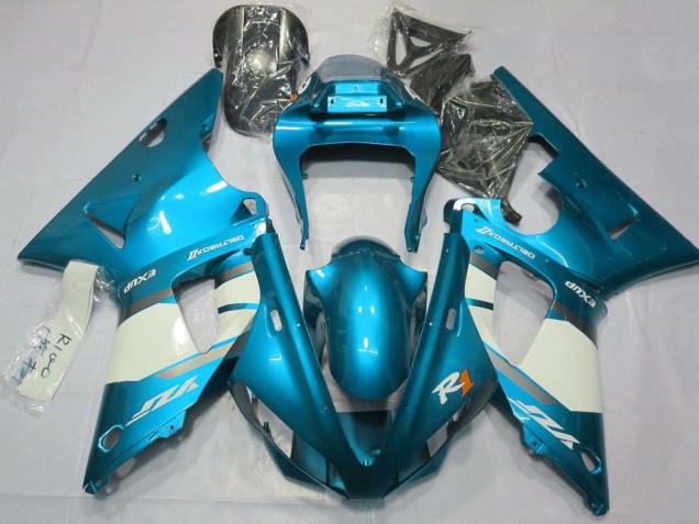 Migliori Carena Moto Yamaha YZF 1000 R1 2000-2001 - Blu Bianco Argento