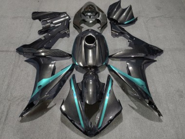 Migliori Carena Moto Yamaha YZF 1000 R1 2004-2006 - Fibra di Carbonio Stile Teal Verde