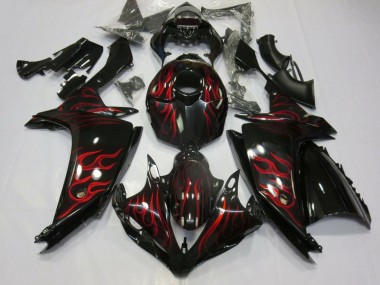 Migliori Carena Moto Yamaha YZF 1000 R1 2007-2008 - Nero Lucido Rosso Fiamma