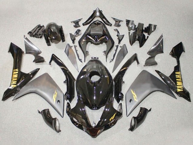 Migliori Carena Moto Yamaha YZF 1000 R1 2007-2008 - Grigio Nero Lucido Oro Decal