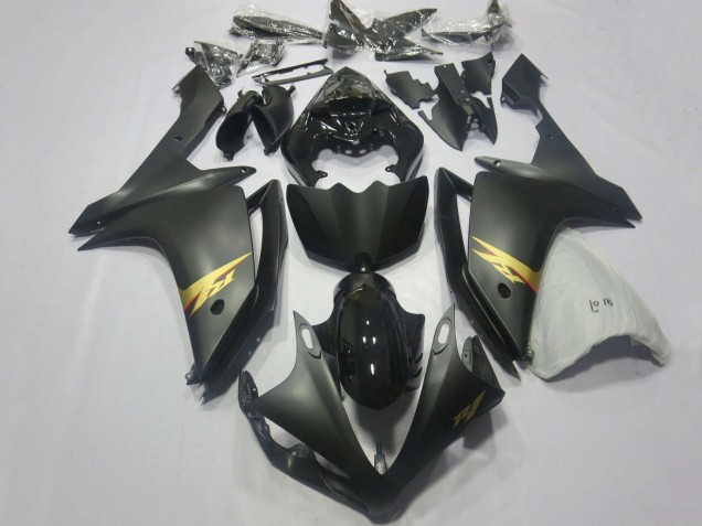 Migliori Carena Moto Yamaha YZF 1000 R1 2007-2008 - Nero Lucido Nero Opaco Oro Decal