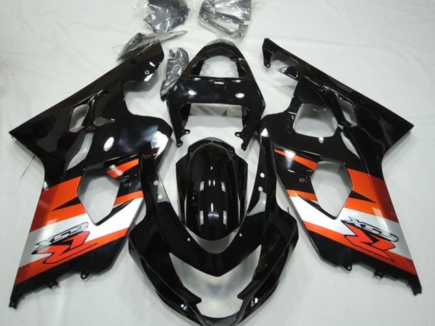 Migliori Carena Moto Suzuki GSXR 600 / GSXR 750 2004-2005 - Nero Lucido Arancia Bianco Decal
