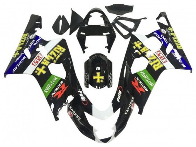 Migliori Carena Moto Suzuki GSXR 600 / GSXR 750 2004-2005 - Nero Lucido Blu Verde Giallo Rizla