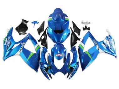 Migliori Carena Moto Suzuki GSXR 600 / GSXR 750 2006-2007 - Blu Verde Bianco Ecstar