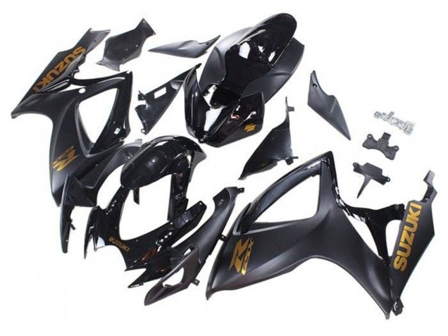 Migliori Carena Moto Suzuki GSXR 600 / GSXR 750 2006-2007 - Nero Opaco Nero Lucido Oro