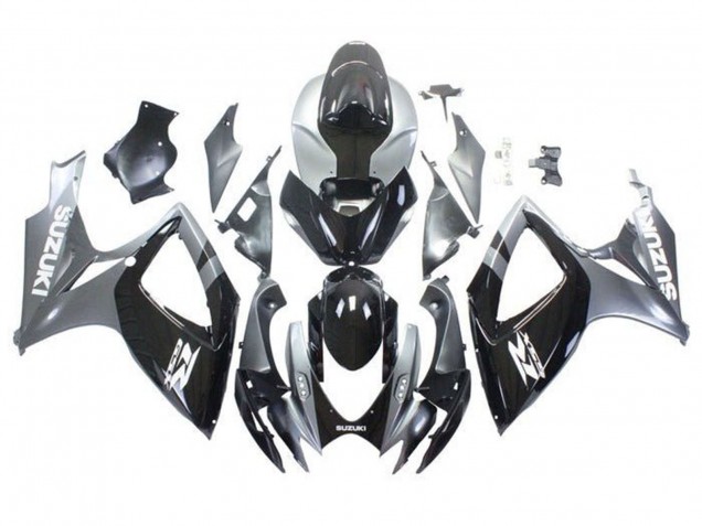 Migliori Carena Moto Suzuki GSXR 600 / GSXR 750 2006-2007 - Argento Nero Lucido Bianco