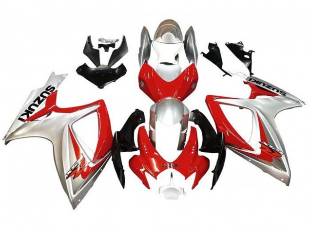 Migliori Carena Moto Suzuki GSXR 600 / GSXR 750 2006-2007 - Argento Rosso Nero