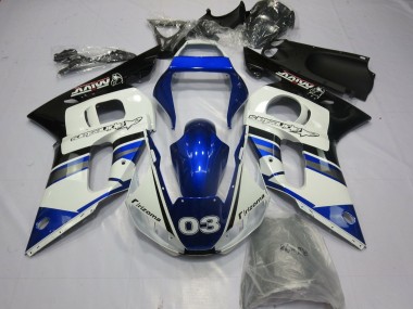 Migliori Carena Moto Yamaha YZF R6 1998-2002 - Bianco Blu Nero Lucido Rizoma 03