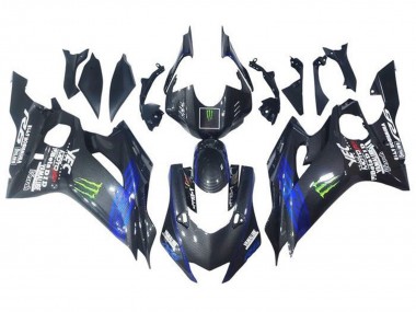 Migliori Carena Moto Yamaha YZF R6 2017-2023 - Blu Nero Falso Fibra di Carbonio Verde Mostro