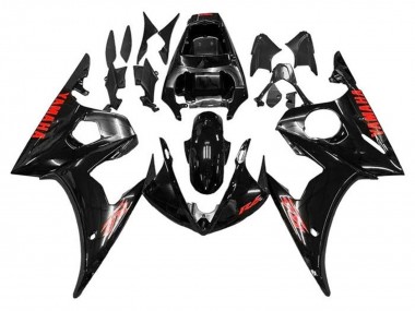 Migliori Carene Moto Yamaha YZF R6 2005 - Nero Lucido Rosso