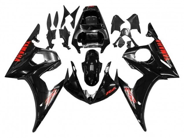 Migliori Carene Moto Yamaha YZF R6 2005 - Nero Lucido Rosso