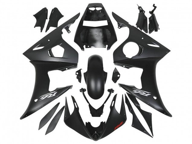 Migliori Carene Moto Yamaha YZF R6 2005 - Nero Opaco Argento Rosso
