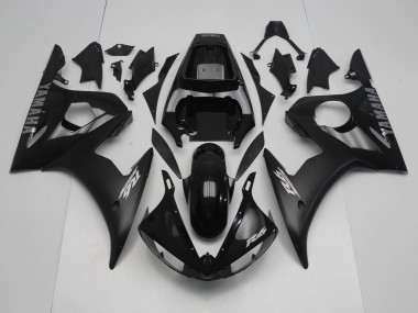Migliori Carene Moto Yamaha YZF R6 2005 - Nero Lucido Nero Opaco Argento