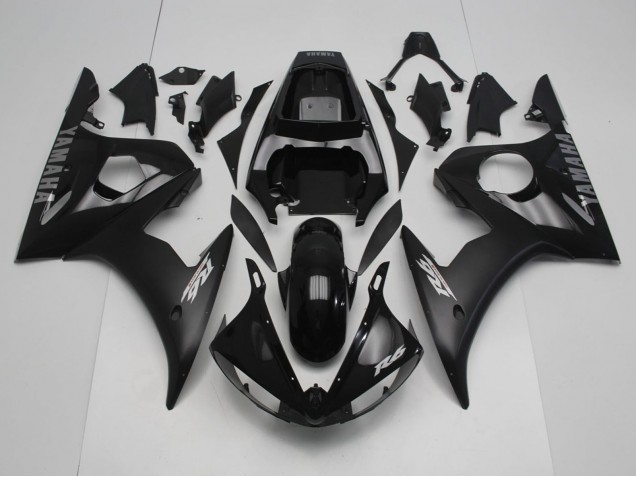 Migliori Carene Moto Yamaha YZF R6 2005 - Nero Lucido Nero Opaco Argento