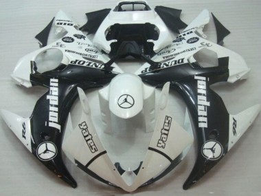 Migliori Carena Moto Yamaha YZF R6 2005 - Bianco Nero Lucido Jordan Dunlop