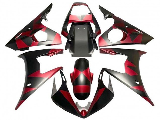 Migliori Carena Moto Yamaha YZF R6 2003-2004 - Rosso Nero Opaco Geometrico