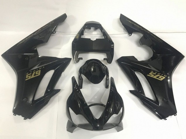 Migliori Carena Moto Triumph Daytona 675 Triple 2009-2012 - Nero Lucido Oro Decals