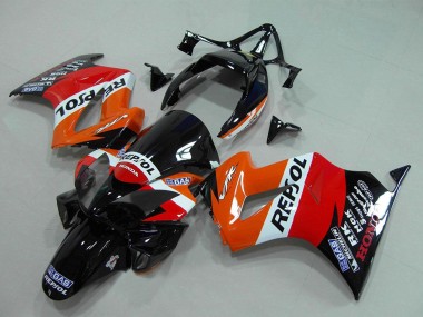 Migliori Carena Moto Honda VFR 800 2002-2013 - Arancia Bianco Rosso Nero Lucido Repsol