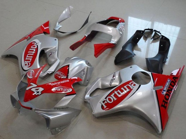 Migliori Carena Moto Honda VTR1000 2000-2006 - Argento Rosso Fortuna 74