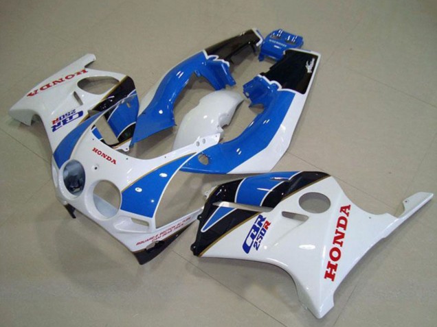 Migliori Carena Moto Honda CBR250RR MC19 1988-1989 - Bianco Azzurro Chiaro Nero Lucido