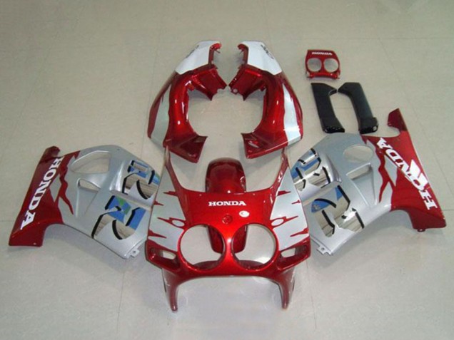 Migliori Carena Moto Honda CBR250RR MC19 1988-1989 - Argento Bianco Rosso