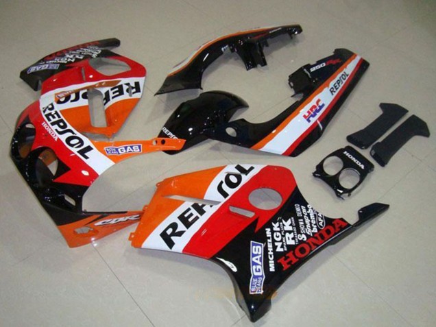 Migliori Carena Moto Honda CBR250RR MC19 1988-1989 - Arancia Bianco Rosso Nero Lucido Repsol