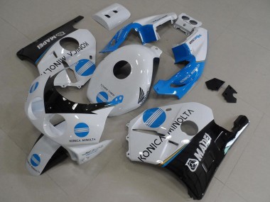 Migliori Carena Moto Honda CBR250RR MC22 1990-1998 - Bianco Blu Nero Lucido Konica Minolta