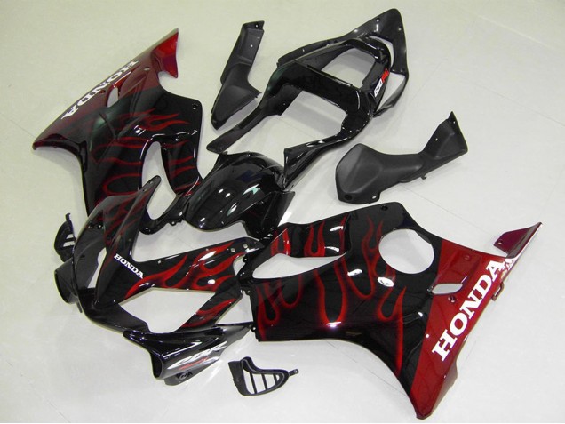 Migliori Carena Moto Honda CBR600 F4i 2001-2003 - Nero Lucido Rosso Fiamma