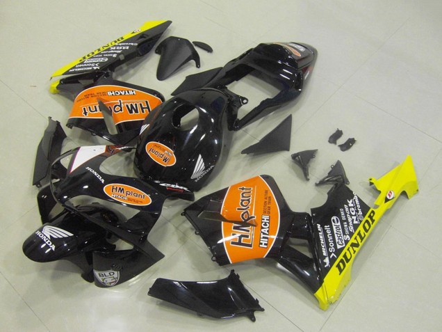 Migliori Carena Moto Honda CBR600RR 2003-2004 - Nero Lucido Arancia Giallo Hm Plant Dunlop