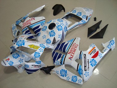 Migliori Carena Moto Honda CBR600RR 2003-2004 - Bianco Blu Rosso Nastro Azzurro