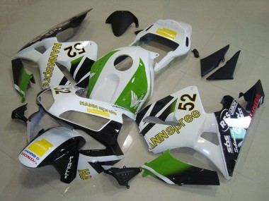 Migliori Carena Moto Honda CBR600RR 2003-2004 - Bianco Verde Giallo Nero Lucido Hannspree 52
