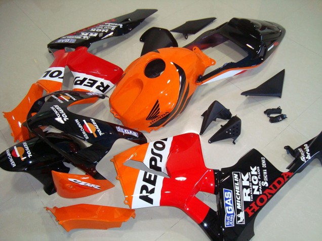Migliori Kit Carena Moto Completo Honda CBR600RR 2003-2004 - Arancia Bianco Rosso Nero Lucido Repsol