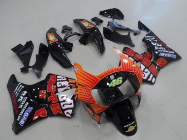 Migliori Carena Moto Honda CBR900RR 919 1998-1999 - Nero Lucido Arancia Rossi