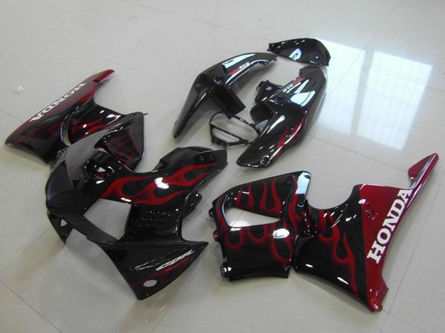 Migliori Carena Moto Honda CBR900RR 919 1998-1999 - Nero Lucido Rosso Fiamma