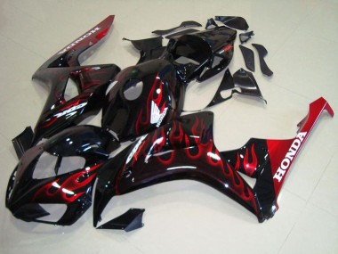 Migliori Kit Carena Moto Honda CBR1000RR 2006-2007 - Nero Lucido Rosso Fiamma