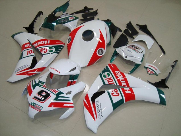 Migliori Carena Moto Honda CBR1000RR 2008-2011 - Bianco Rosso Verde Scuro Castrol No 9