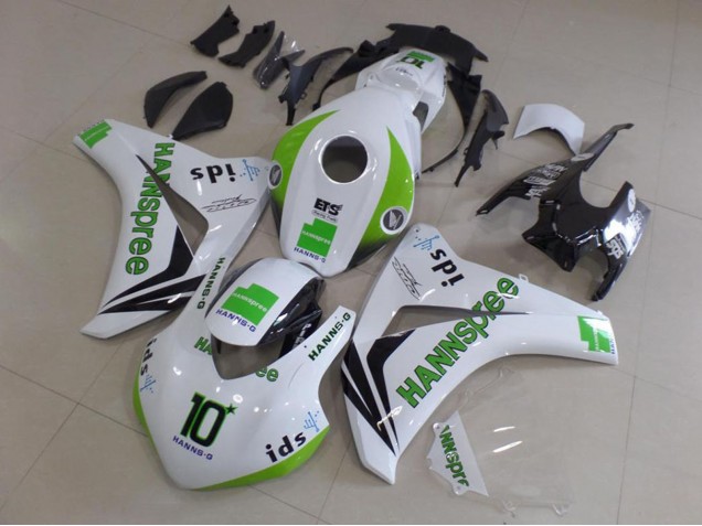 Migliori Carena Moto Honda CBR1000RR 2008-2011 - Bianco Verde Nero Lucido Hannspree 10