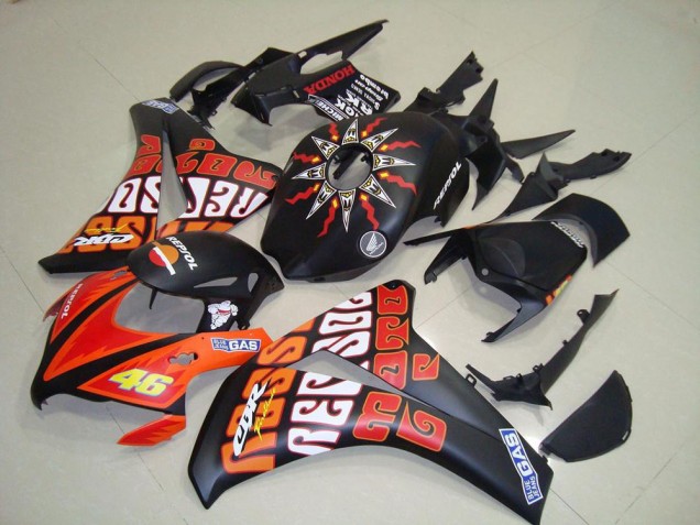 Migliori Carena Moto Honda CBR1000RR 2008-2011 - Nero Opaco Arancia Rossi Repsol 46