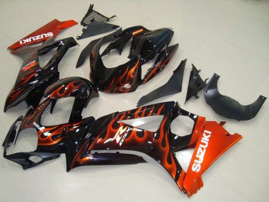 Migliori Carena Moto Suzuki GSXR 1000 2007-2008 - Nero Lucido Arancia Fiamma