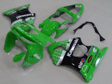 Migliori Carena Moto Kawasaki ZX6R 1998-1999 - Verde Bianco Argento Nero Lucido