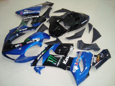 Migliori Carena Moto Kawasaki ZX6R 2005-2006 - Blu Nero Lucido Verde Mostro