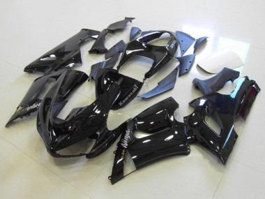 Migliori Carena Moto Kawasaki ZX6R 2005-2006 - Nero Lucido Argento Decals